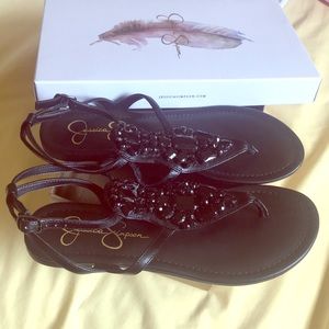 Jessica Simpson Black Rhinestone Sandals 🌞